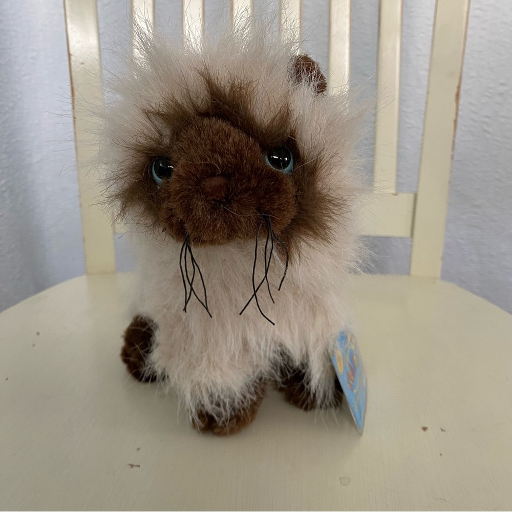 GANZ Webkinz Himalayan Cat Fluffy Brown and Cream Plush Toy With Code Tag